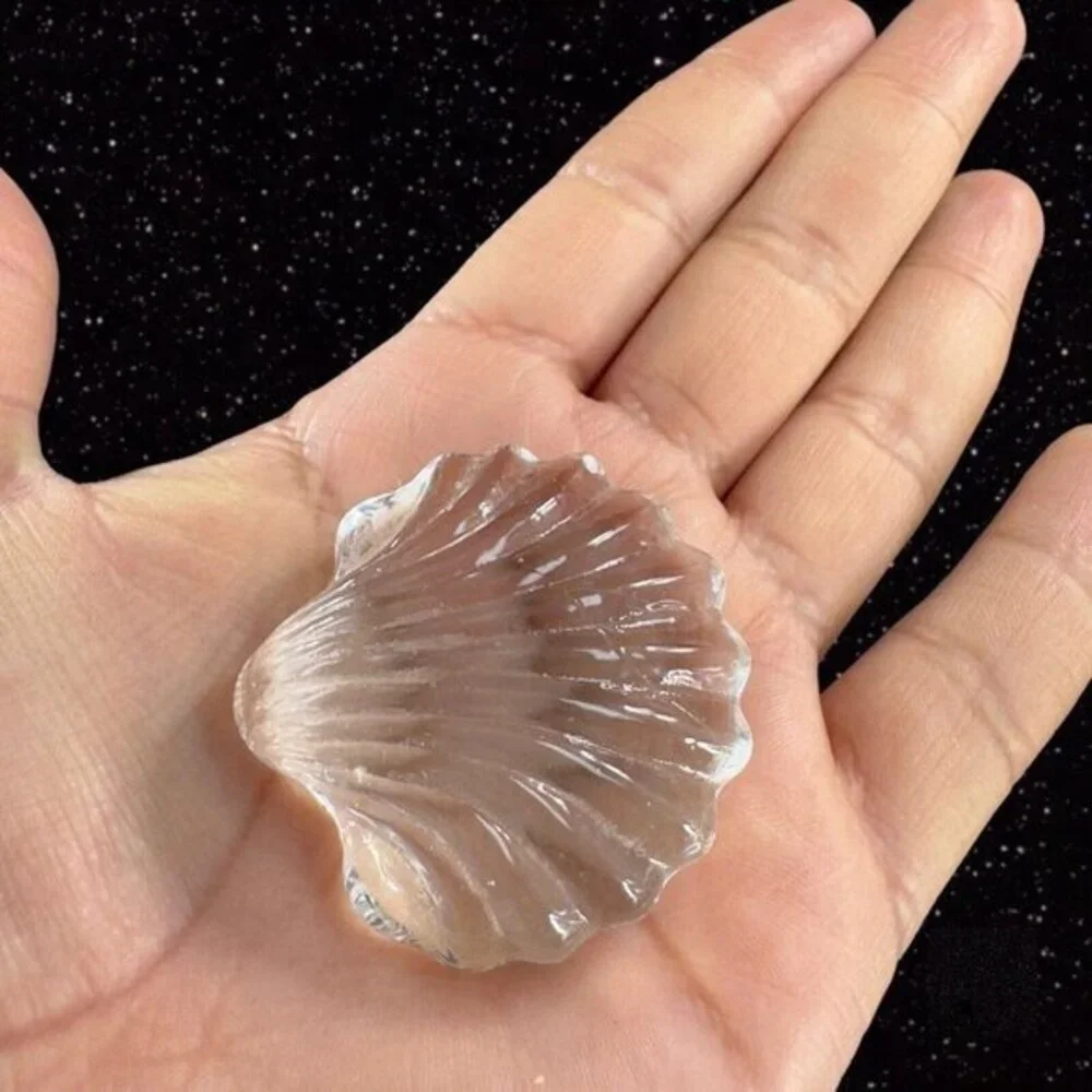 Clear Miniature Art Glass Nautical Theme‎ Shell Figurine Small Paperweight Glass